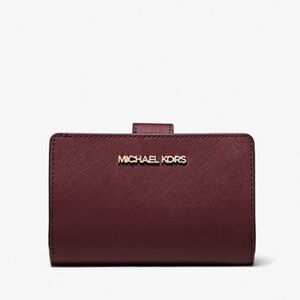 Michael Kors Oxblood Medium Crossgrain Leather Wallet
